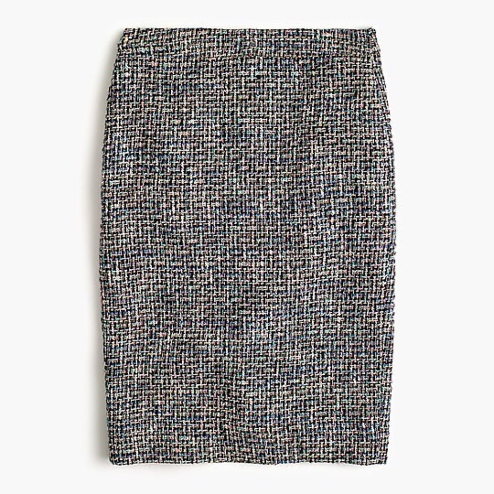 NWOT J. Crew No. 2 Pencil Skirt in Black Metallic Tweed